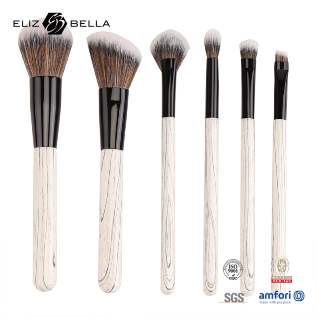 Vegan Makeup Brush Set – Fluffy Synthetic Fibers, Aluminum Ferrule, Light Wood Handle – Full Brand Customization