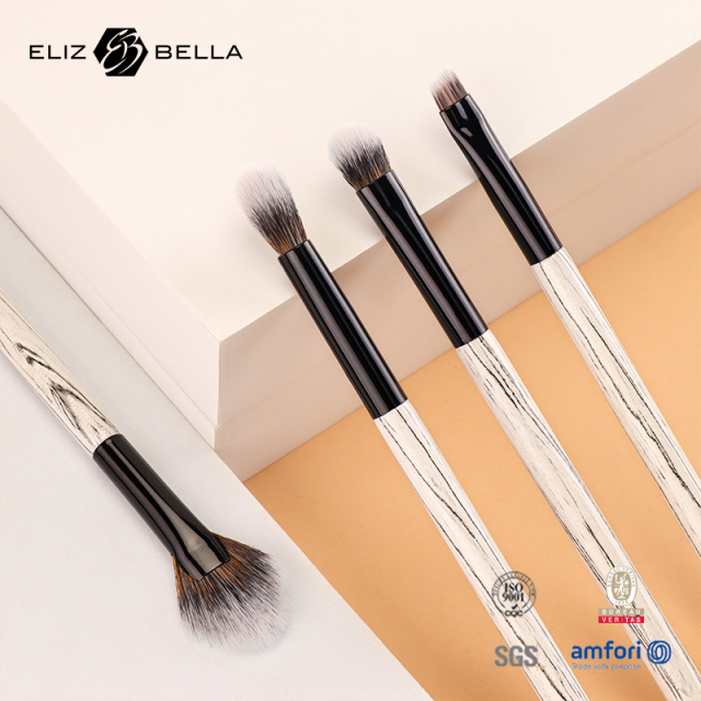 Vegan Makeup Brush Set – Fluffy Synthetic Fibers, Aluminum Ferrule, Light Wood Handle – Full Brand Customization