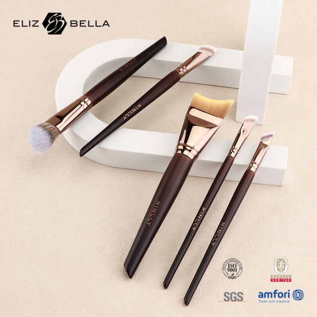 Luxury Custom Makeup Brushes – Synthetic Bristles, Aluminum Ferrule, Wooden Handle – ODM Design Supported