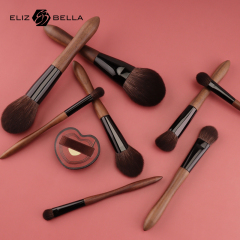 Custom ELIZ&BELLA Makeup Brush Set – High-Quality Synthetic Bristles, Wood Handle & Black Aluminum Ferrule | ODM/OEM Private Label with Logo Options