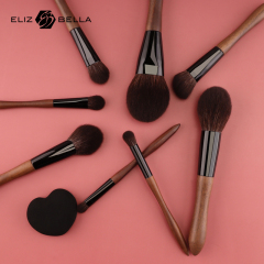 Custom ELIZ&BELLA Makeup Brush Set – High-Quality Synthetic Bristles, Wood Handle & Black Aluminum Ferrule | ODM/OEM Private Label with Logo Options