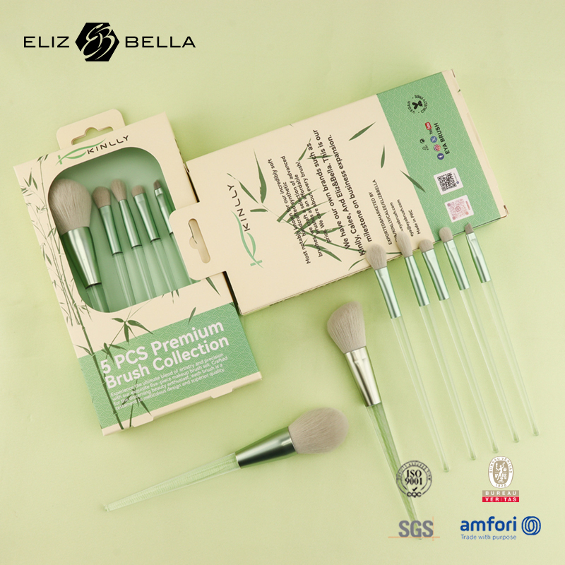 Custom Makeup Brush –Synthetic Tips, Aluminum Ferrule, Clear Plastic Handle With Paper Boxes  – OEM/ODM Design