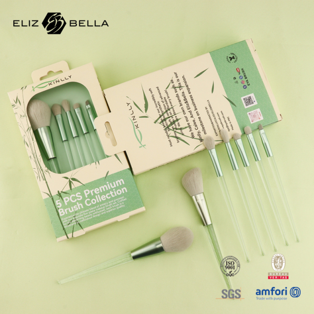 Custom Makeup Brush –Synthetic Tips, Aluminum Ferrule, Clear Plastic Handle With Paper Boxes  – OEM/ODM Design