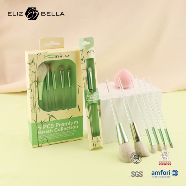 Custom Makeup Brush –Synthetic Tips, Aluminum Ferrule, Clear Plastic Handle With Paper Boxes  – OEM/ODM Design