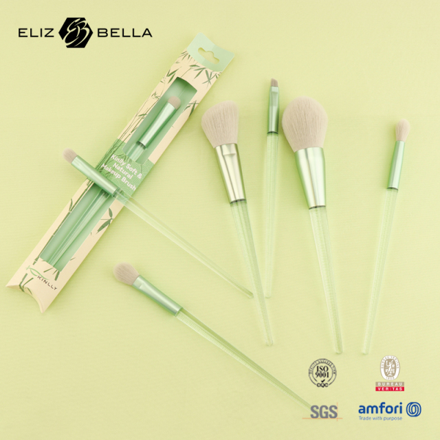 Custom Makeup Brush –Synthetic Tips, Aluminum Ferrule, Clear Plastic Handle With Paper Boxes  – OEM/ODM Design