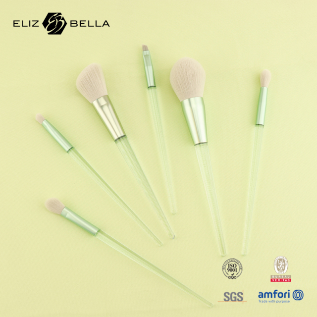 Custom Makeup Brush –Synthetic Tips, Aluminum Ferrule, Clear Plastic Handle With Paper Boxes  – OEM/ODM Design