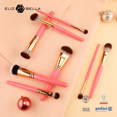 Professional Quality Vegan Precision Brush – Fine Synthetic Tip, Aluminum Ferrule,Pink Wood Handle – Full Customization