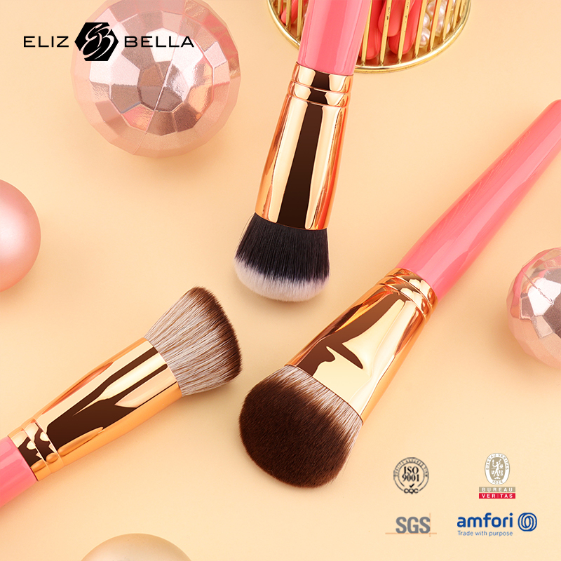 High-End Synthetic Hair – Delicate Fibers, Pink Aluminum Ferrule, Natural Wood Handle – ODM Design