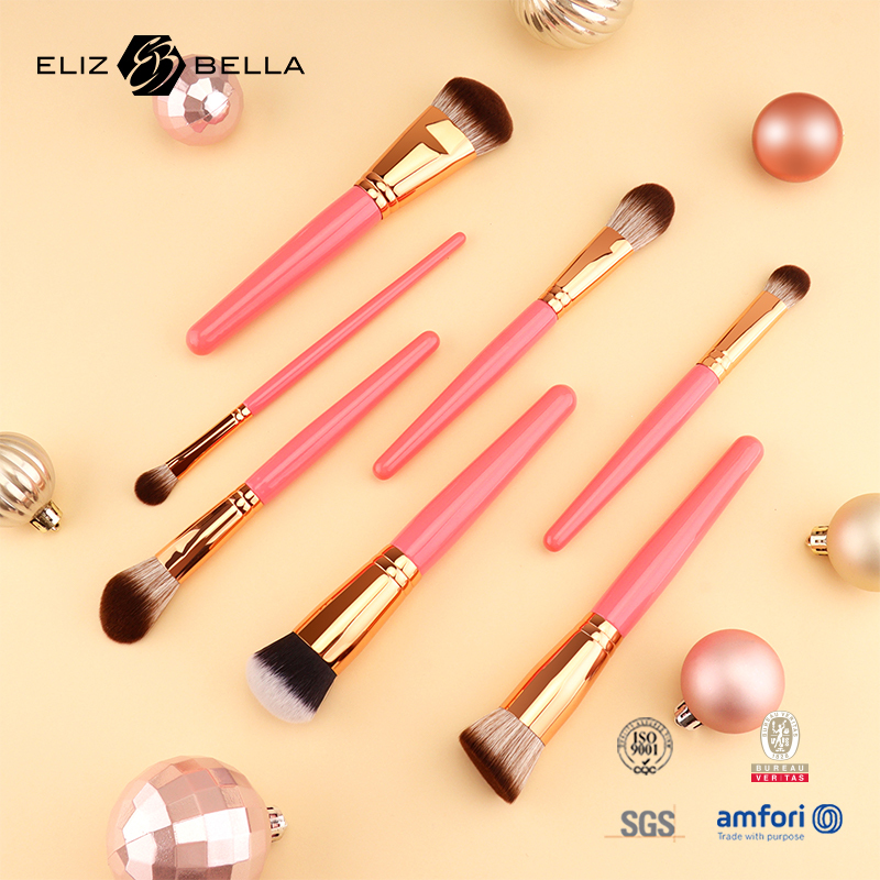 High-End Synthetic Hair – Delicate Fibers, Pink Aluminum Ferrule, Natural Wood Handle – ODM Design