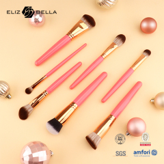 High-End Synthetic Hair – Delicate Fibers, Pink Aluminum Ferrule, Natural Wood Handle – ODM Design