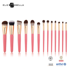 Professional Quality Vegan Precision Brush – Fine Synthetic Tip, Aluminum Ferrule,Pink Wood Handle – Full Customization