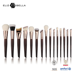 ODM/OEM Cosmetic Brush – Flat Top Synthetic Bristles, Aluminum Ferrule, Elegant Wooden Handle – Your Logo