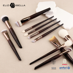 ODM/OEM Cosmetic Brush – Flat Top Synthetic Bristles, Aluminum Ferrule, Elegant Wooden Handle – Your Logo