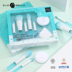 ODM/OEM Synthetic Brush Setsm Including Makeup Puffes – Eye-Catching PVC Box & Hygienic Plastic Handle for Your Brand