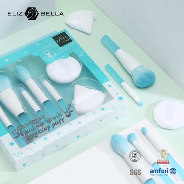 ODM/OEM Synthetic Brush Setsm Including Makeup Puffes – Eye-Catching PVC Box & Hygienic Plastic Handle for Your Brand