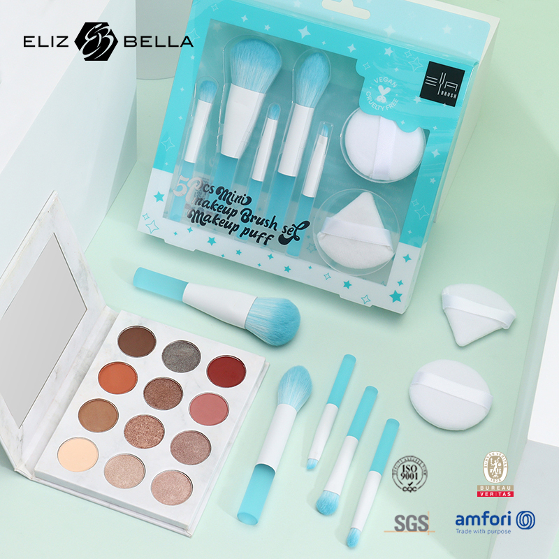 ODM/OEM Synthetic Brush Setsm Including Makeup Puffes – Eye-Catching PVC Box & Hygienic Plastic Handle for Your Brand