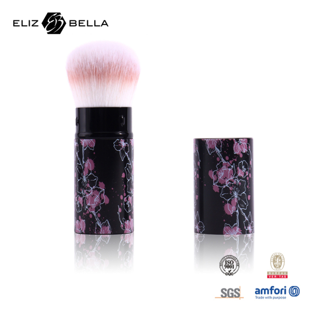 Retractable Cosmetic Brush With Aluminum Tube,Synthetic Hair ,Roll Printing Design On The Tube