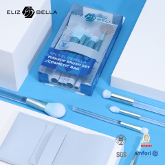 5pcs Travel Synthetic Brushes in Luxury Clear Box – Available in Wood & Plastic Handle Styles