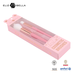 2PCS  High-Impact Branding Mini Kit: Synthetic Hair Brushes with Full Custom Paper Box & Handle Material Choice