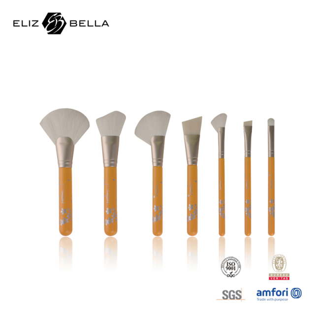 Complete Cosmetic Set: Custom Brush + High-End Paper Box Design (Synthetic Bristles, Aluminum Ferrule，Wooden Handle)