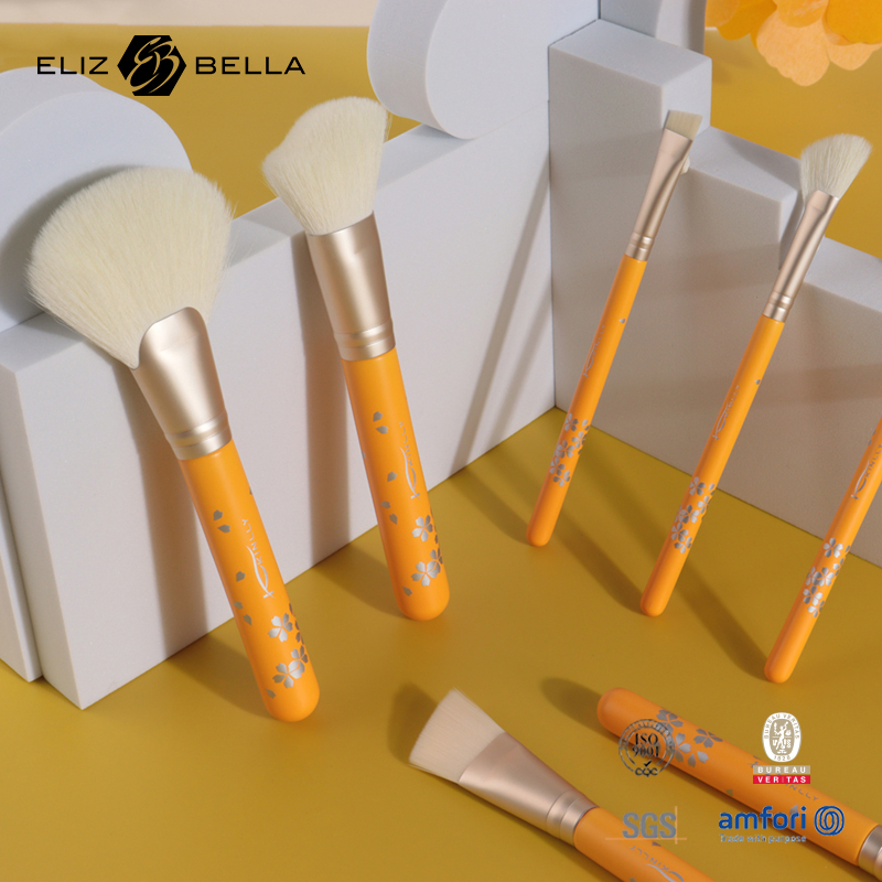 Complete Cosmetic Set: Custom Brush + High-End Paper Box Design (Synthetic Bristles, Aluminum Ferrule，Wooden Handle)