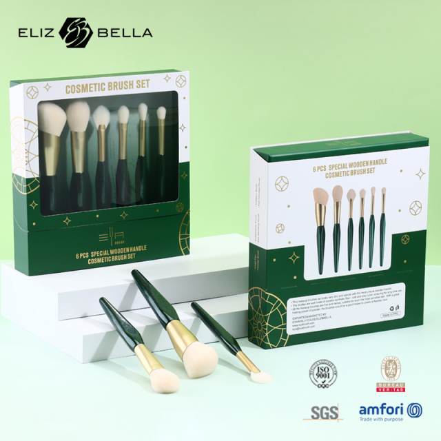 Customizable Art Makeup Brushes with Premium Paper Box – Classic Design Wood Handles