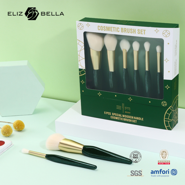 Customizable Art Makeup Brushes with Premium Paper Box – Classic Design Wood Handles