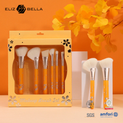 Complete Cosmetic Set: Custom Brush + High-End Paper Box Design (Synthetic Bristles, Aluminum Ferrule，Wooden Handle)