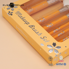 Complete Cosmetic Set: Custom Brush + High-End Paper Box Design (Synthetic Bristles, Aluminum Ferrule，Wooden Handle)