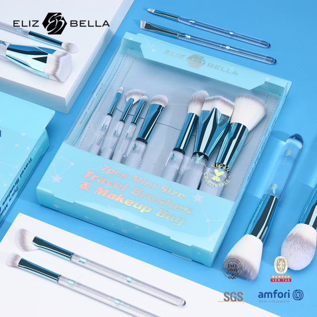 Eco-Friendly Travel Brush – Compact Synthetic, Aluminum Ferrule, Recycled Plastic Handle – Premium Packaging Box Including