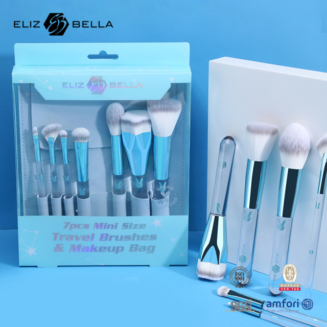 Eco-Friendly Travel Brush – Compact Synthetic, Aluminum Ferrule, Recycled Plastic Handle – Premium Packaging Box Including