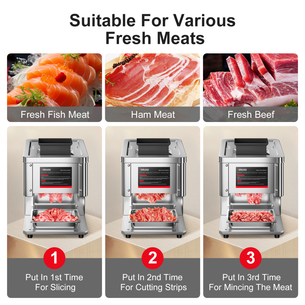 Meat Cutter Machine, 950W Electric Slicer Cutting Machine with 450LBS/H Slicing Output, 3.5mm Commercial Meat Slicer with Removable Blade for Boneless Pork Chicken Fish Soft Vegetables