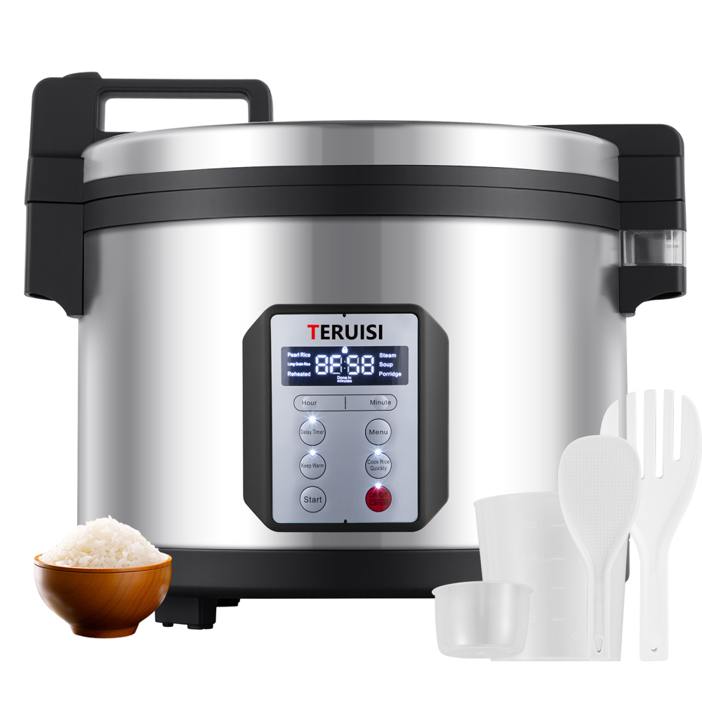 Commercial Rice Cooker, 15L/15.85QT Large Capacity Rice Cooker & Warmer 84 Cups Cooked Rice, 1550W Fast Rice Cooker with 6 Preset Functions, LED Display, Non-stick Inner Pot for 25-35 People Use