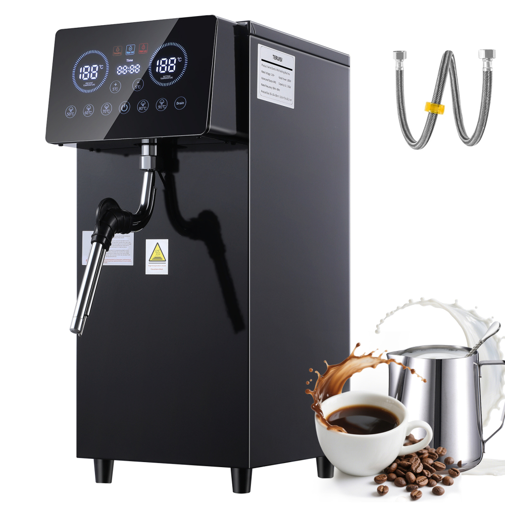 Commercial Milk Frother, 1800W Automatic Steam Machine, 6L/1.6Gal Electric Coffee Milk Foamer Stainless Steel Frother with LED Display & Adjustable Temperature for Café Shop Hotel