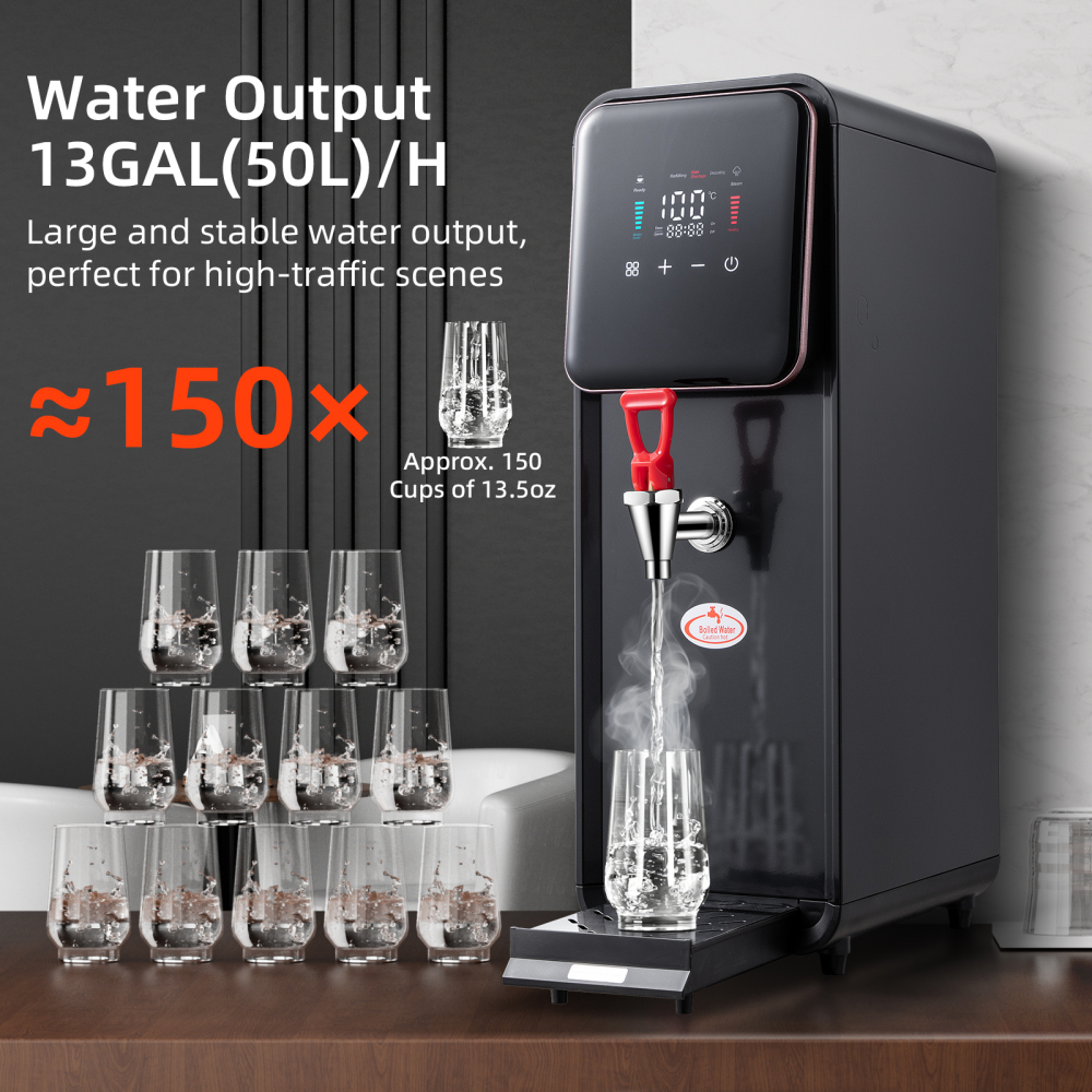 Hot Water Dispenser, 2000W Commercial Hot Water Boiler, 50L(13Gal)/H Large Hot Beverage Dispenser with 304 Stainless Steel Inner, HD LED Screen for Hotels, Restaurants, Bars 12L