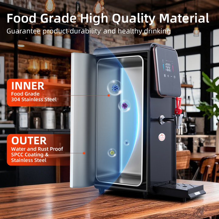 Hot Water Dispenser, 2000W Commercial Hot Water Boiler, 50L(13Gal)/H Large Hot Beverage Dispenser with 304 Stainless Steel Inner, HD LED Screen for Hotels, Restaurants, Bars 12L