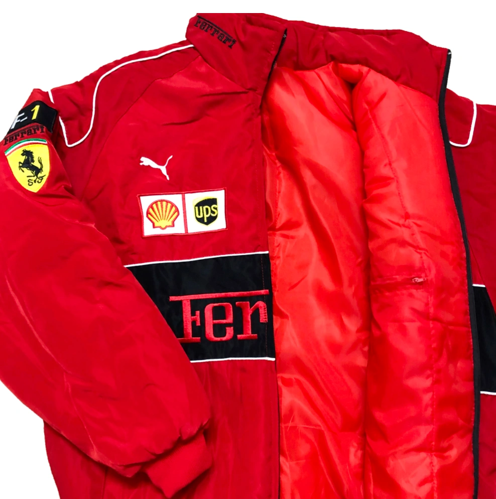 White Ferrari F1 Racing Jacket