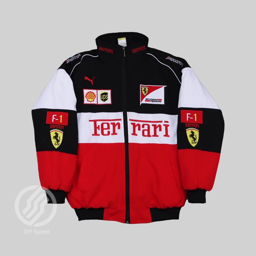 White Ferrari F1 Racing Jacket
