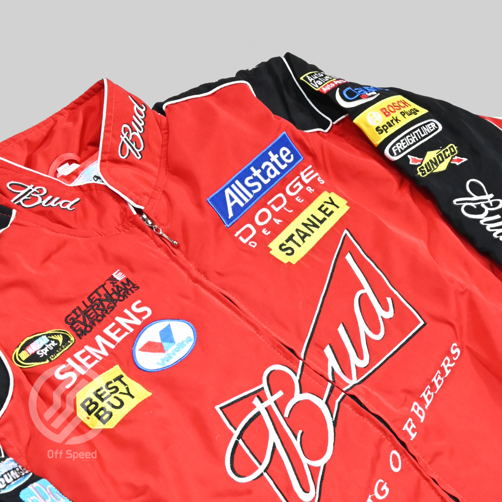 F1 Budweiser Embroidered Vintage Racing Jacket Red
