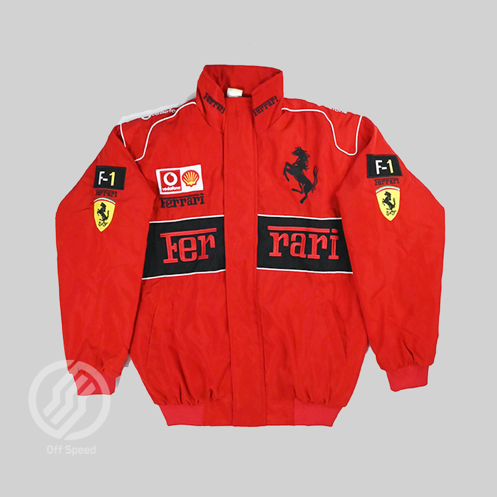 F1 Ferrari Embroidered Vintage Racing Jacket Red