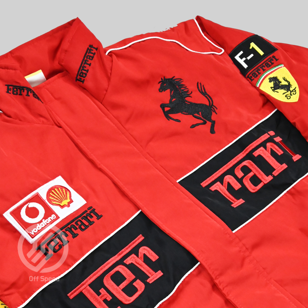 F1 Ferrari Embroidered Vintage Racing Jacket Red