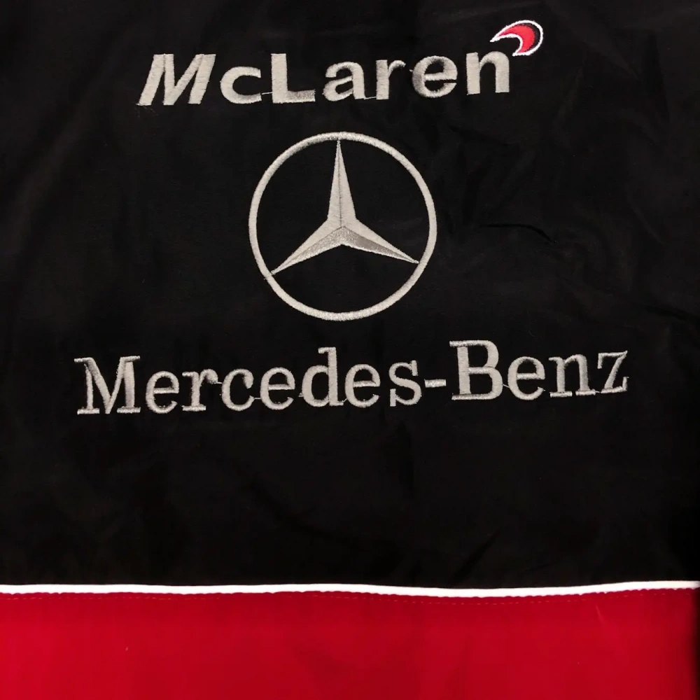 F1 Mercedes-Benz Red-Black Embroidered Vintage Racing Jacket