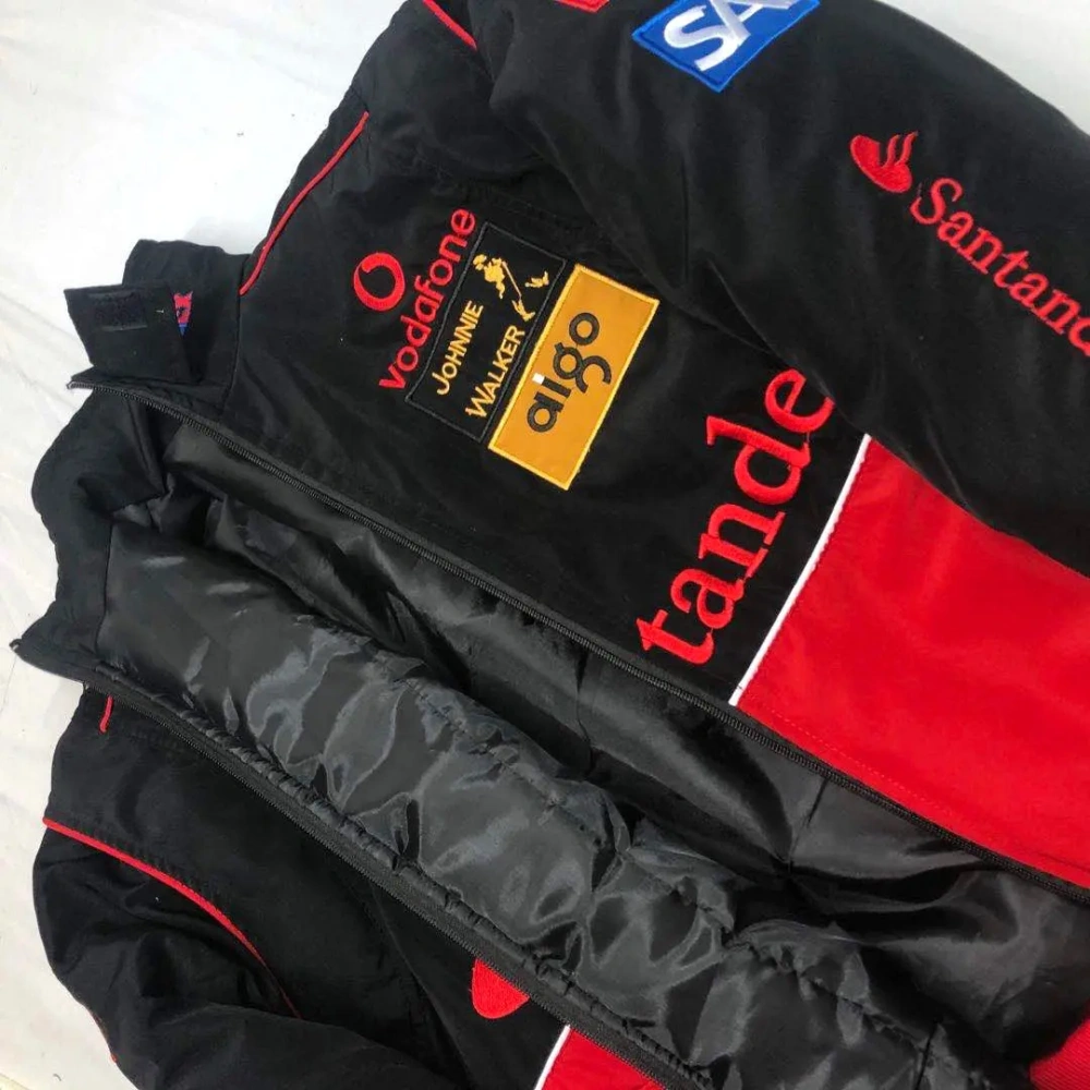 F1 Mercedes-Benz Red-Black Embroidered Vintage Racing Jacket