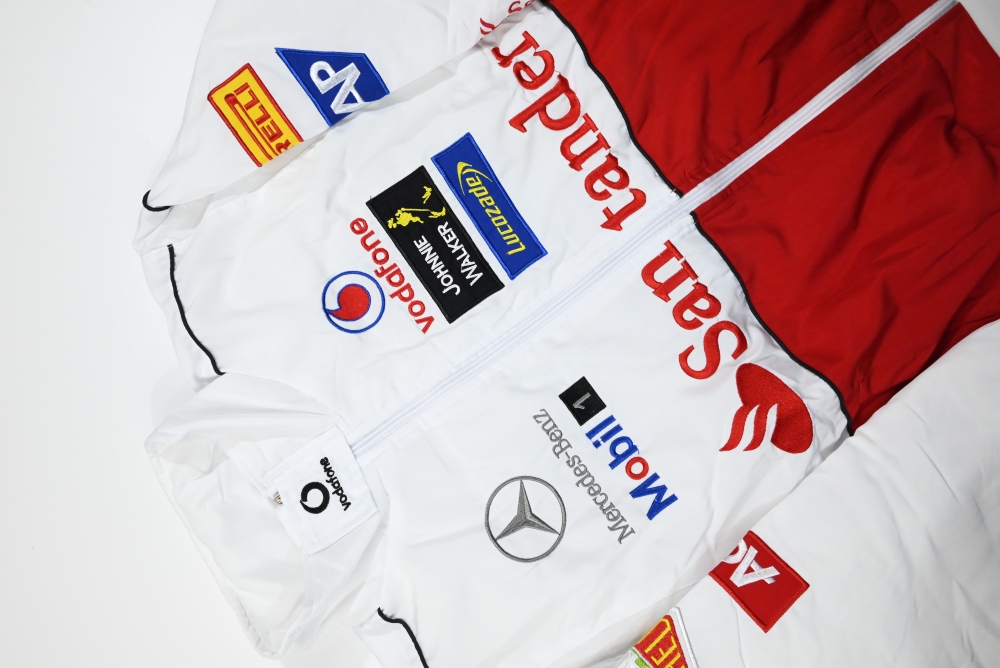 F1 Mercedes-Benz White-Red Embroidered Vintage Racing Jacket