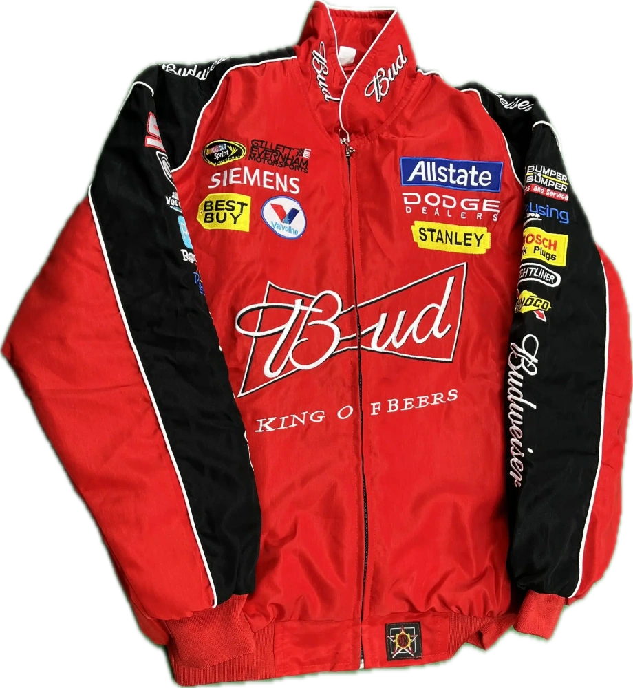 F1 Budweiser Embroidered Vintage Racing Jacket Black
