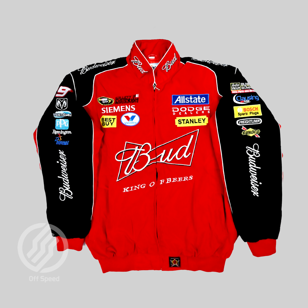 F1 Budweiser Embroidered Vintage Racing Jacket Red