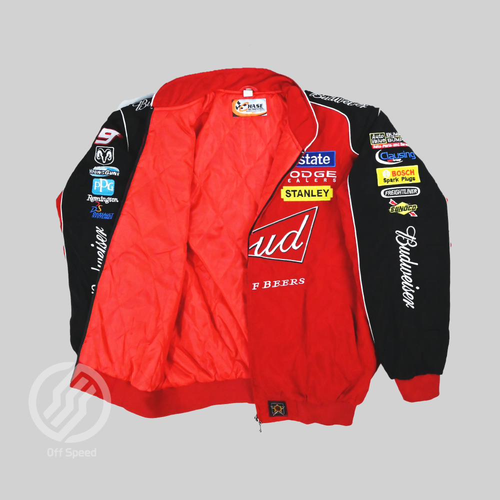 F1 Budweiser Embroidered Vintage Racing Jacket Red