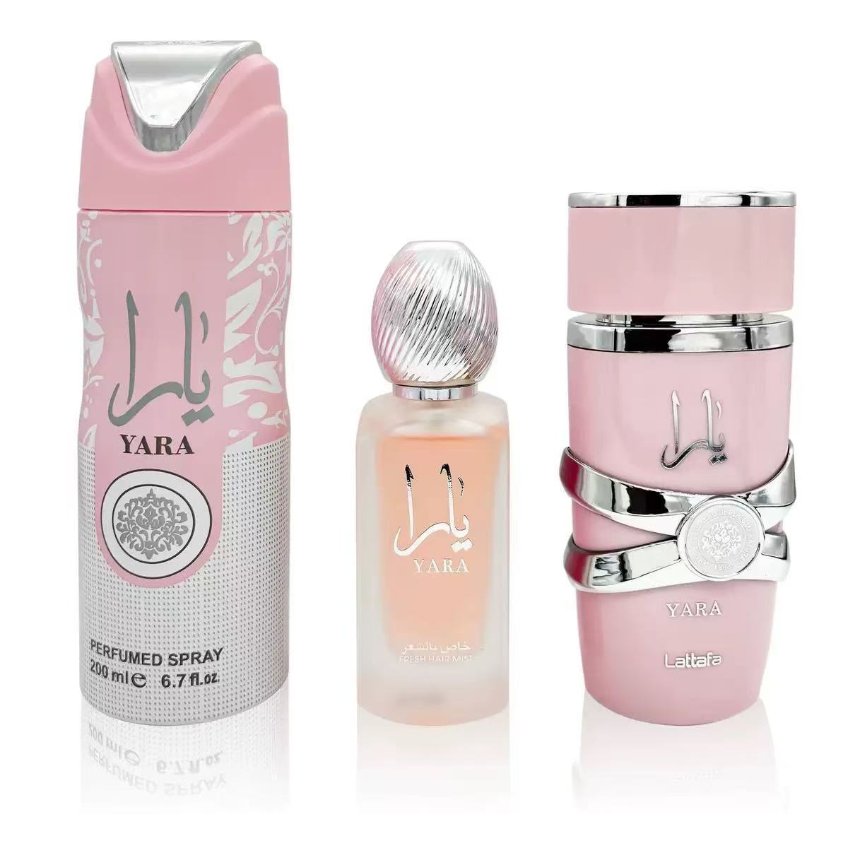 High quality Arabic Middle Eastern perfume lattafa yara candy three-piece gift box set women's perfume