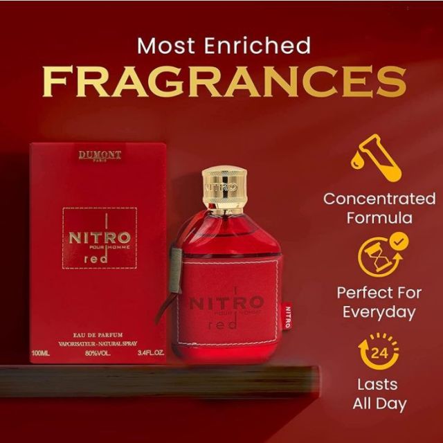 TK Cross-border Popular Men's Long-lasting Perfume Dumont NITRO RED - 3.4oz - Eau De Parf