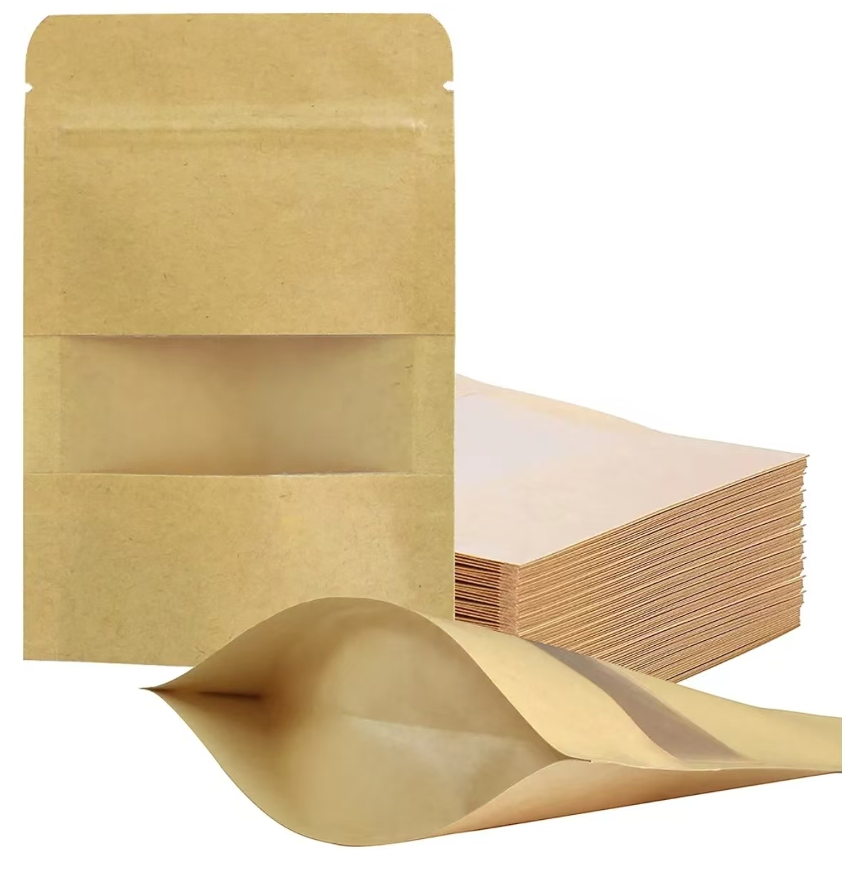 Stand-Up Reusable Sealable Zipper Food Storage Bags with Matte Windows for Product Packaging (Customization available)